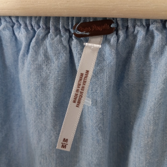 Free People Lily Of The Valley Chambray Ruffled Blouse M - Picture 6 of 14